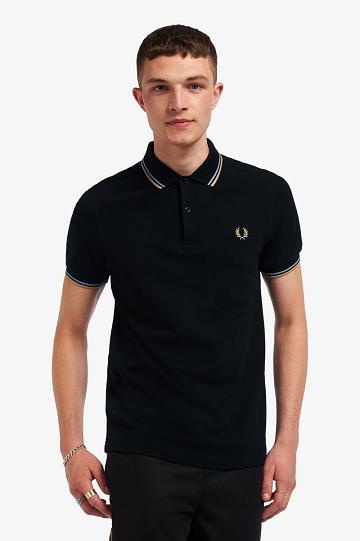 Black Fred Perry M3600 Men's Polo Shirts | PH 1402KORI